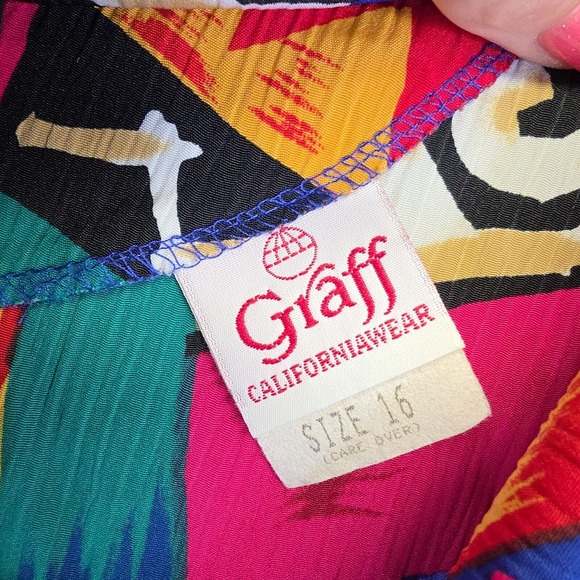 Graff Top Womens XL Abstract‎ Wearable Art Colorful Boxy Vintage USA 80 - Picture 6 of 10